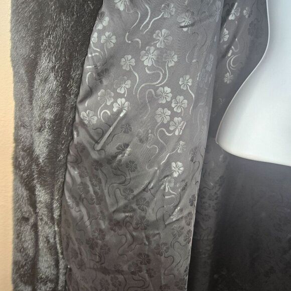 Vintage 50s 60s Luxurious Black XL Faux Fur Coat Mob Wife NEW With Flaws - Picture 12 of 12